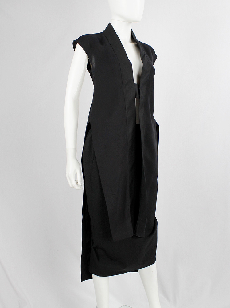 Rick Owens VICIOUS black geometric sleeveless vest with longer front and back panels spring 2014 (15)