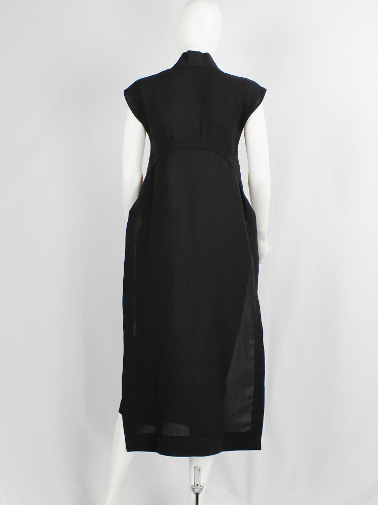 Rick Owens VICIOUS black geometric sleeveless vest with longer front and back panels spring 2014 (16)