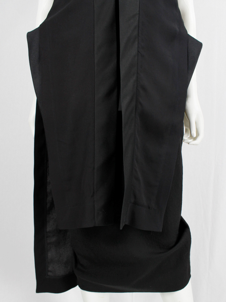 Rick Owens VICIOUS black geometric sleeveless vest with longer front and back panels spring 2014 (3)