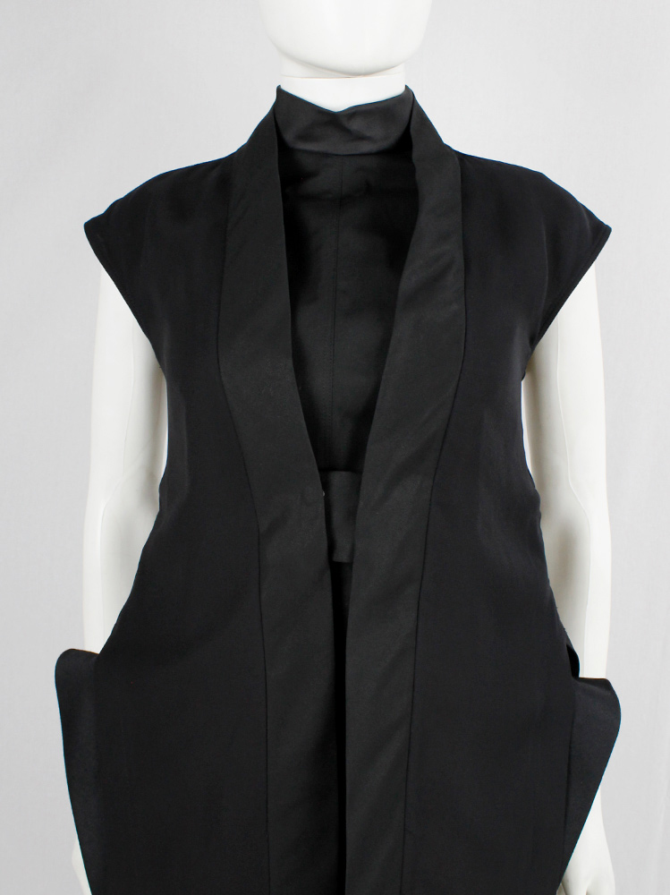 Rick Owens VICIOUS black geometric sleeveless vest with longer front and back panels spring 2014 (4)