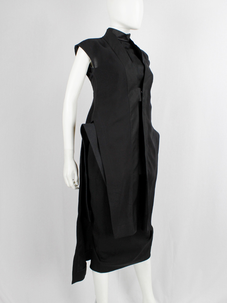 Rick Owens VICIOUS black geometric sleeveless vest with longer front and back panels spring 2014 (6)