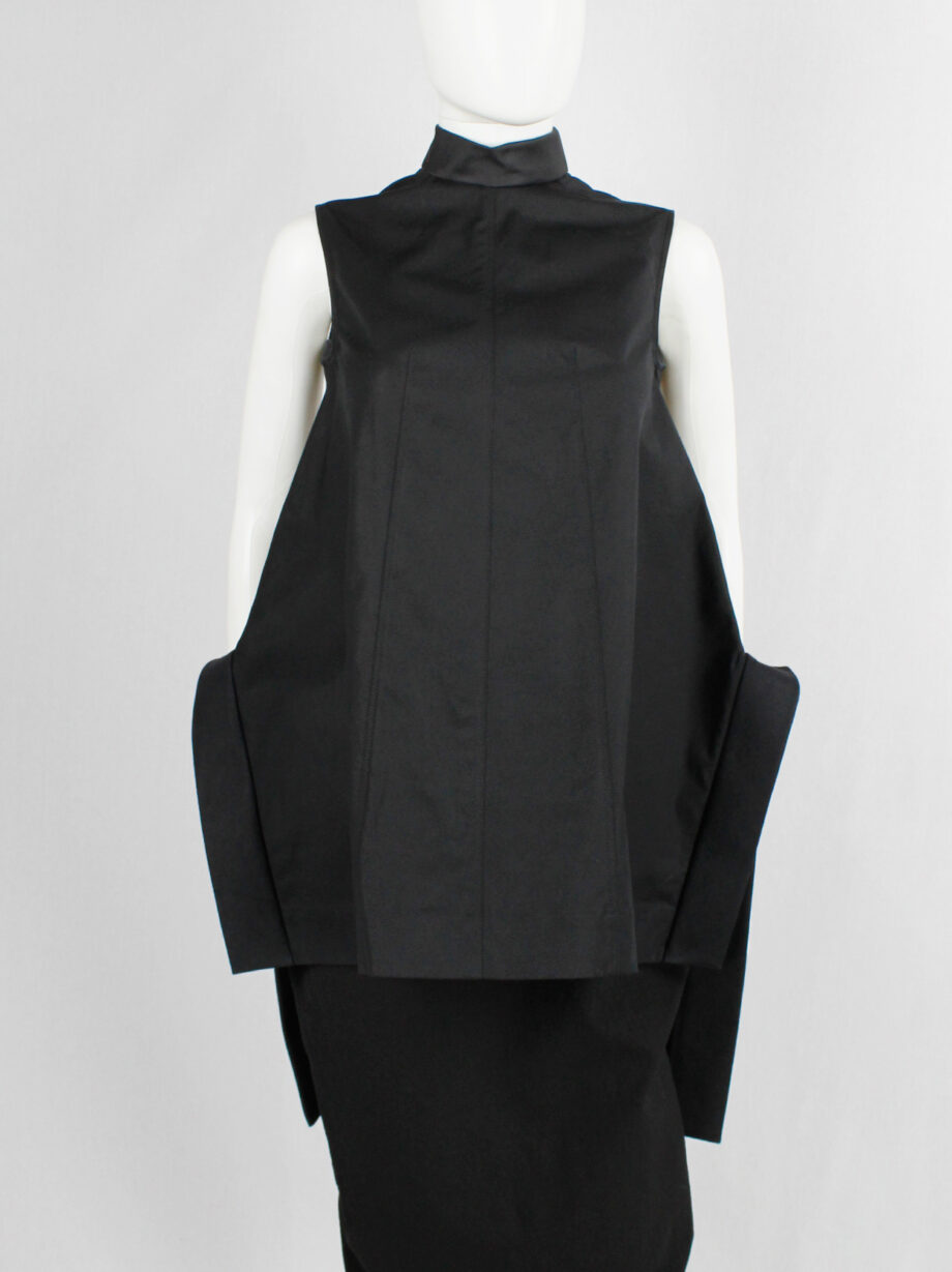 Rick Owens VICIOUS black geometric top with structured side wings and longer back spring 2014 (11)