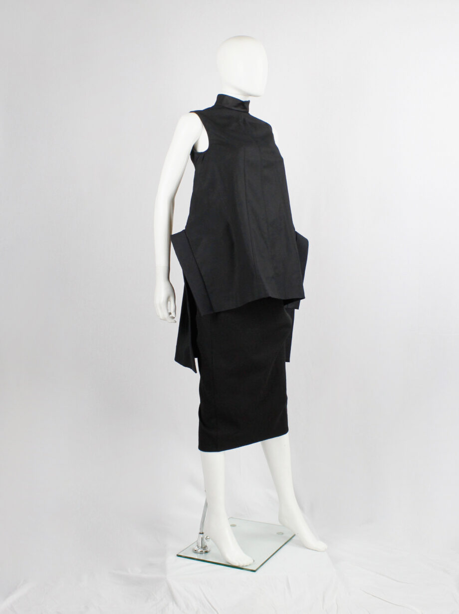 Rick Owens VICIOUS black geometric top with structured side wings and longer back spring 2014 (14)