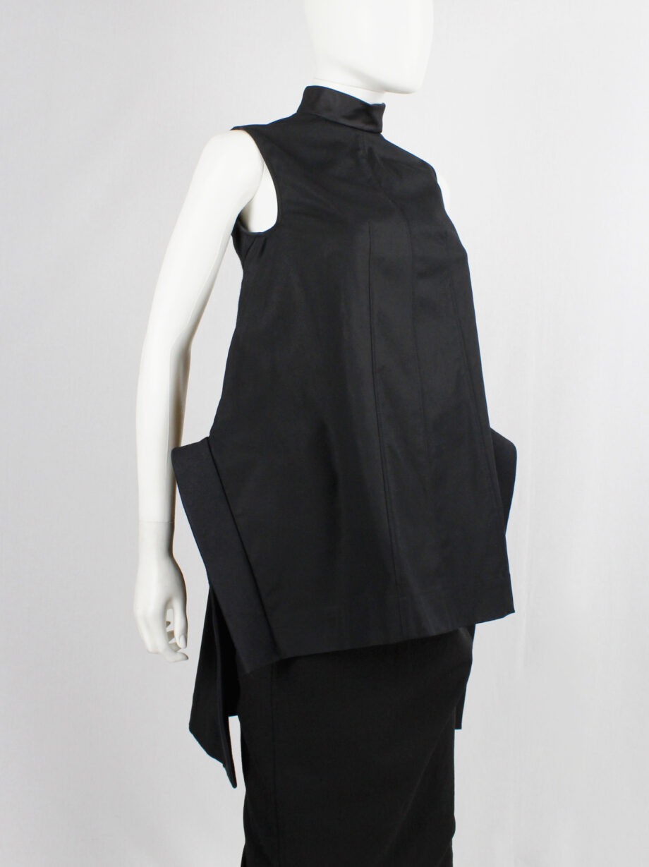 Rick Owens VICIOUS black geometric top with structured side wings and longer back spring 2014 (15)