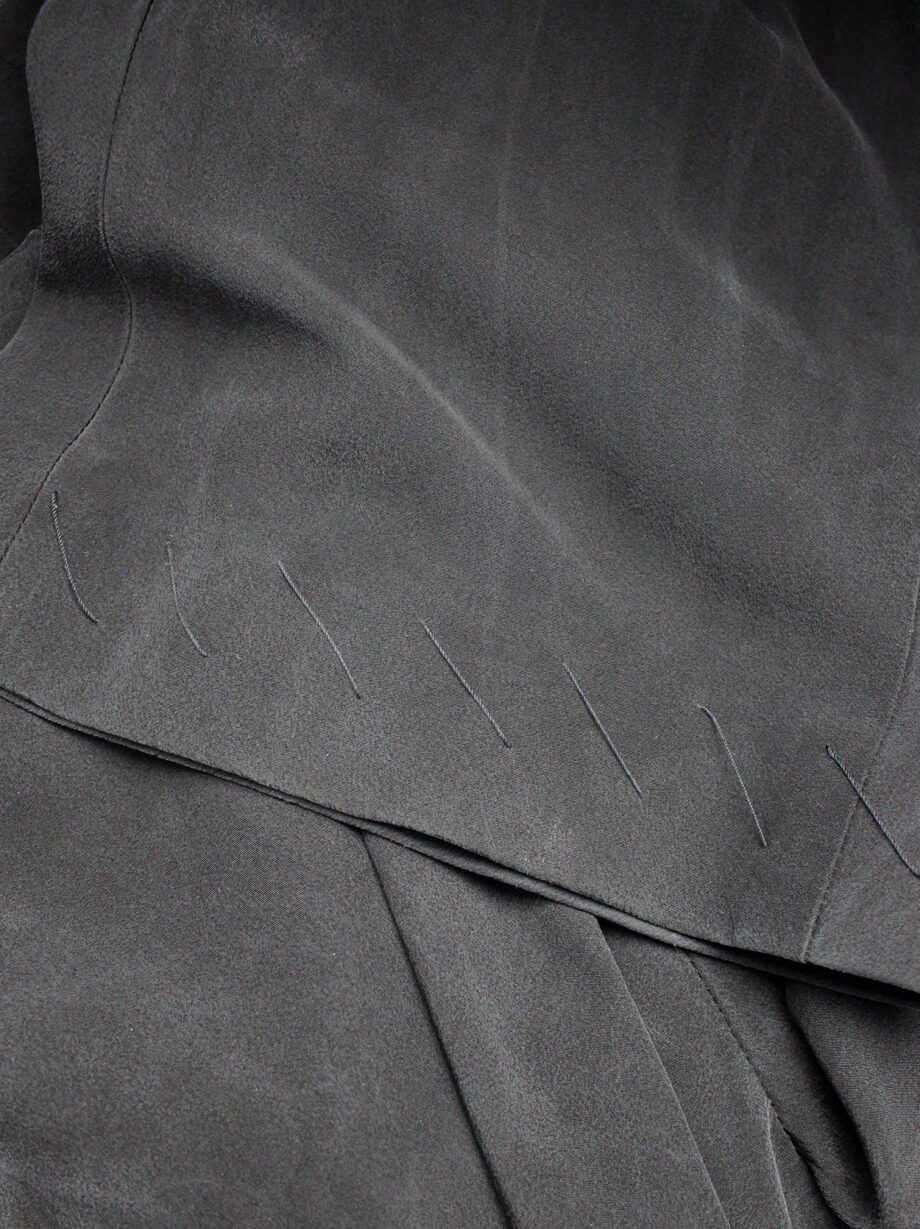 archive Yohji Yamamoto dark grey silk trousers with drape bustle on the back spring 2000 (10)
