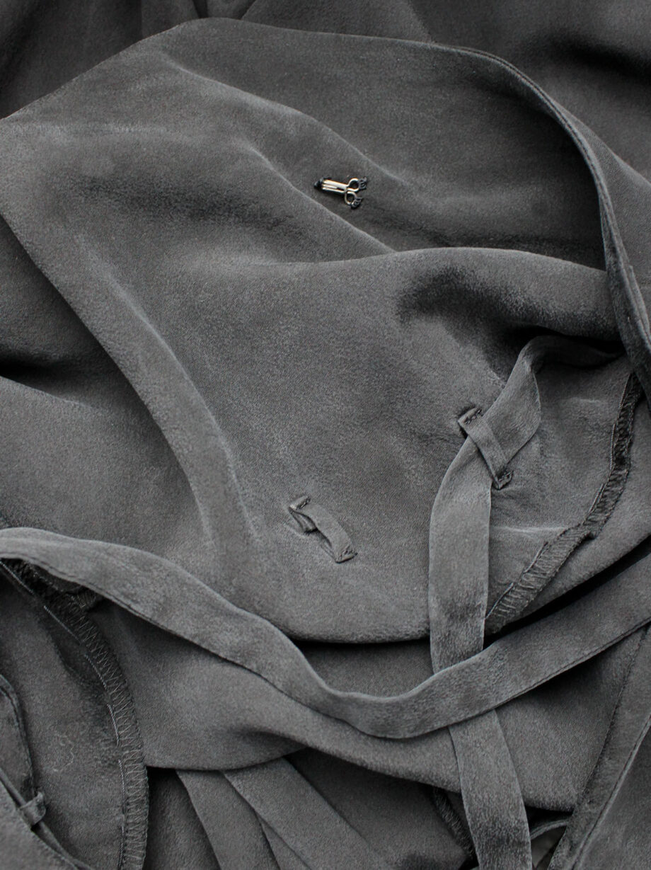 archive Yohji Yamamoto dark grey silk trousers with drape bustle on the back spring 2000 (11)
