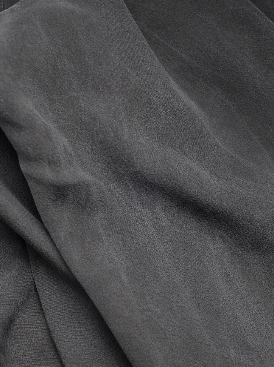 archive Yohji Yamamoto dark grey silk trousers with drape bustle on the back spring 2000 (8)
