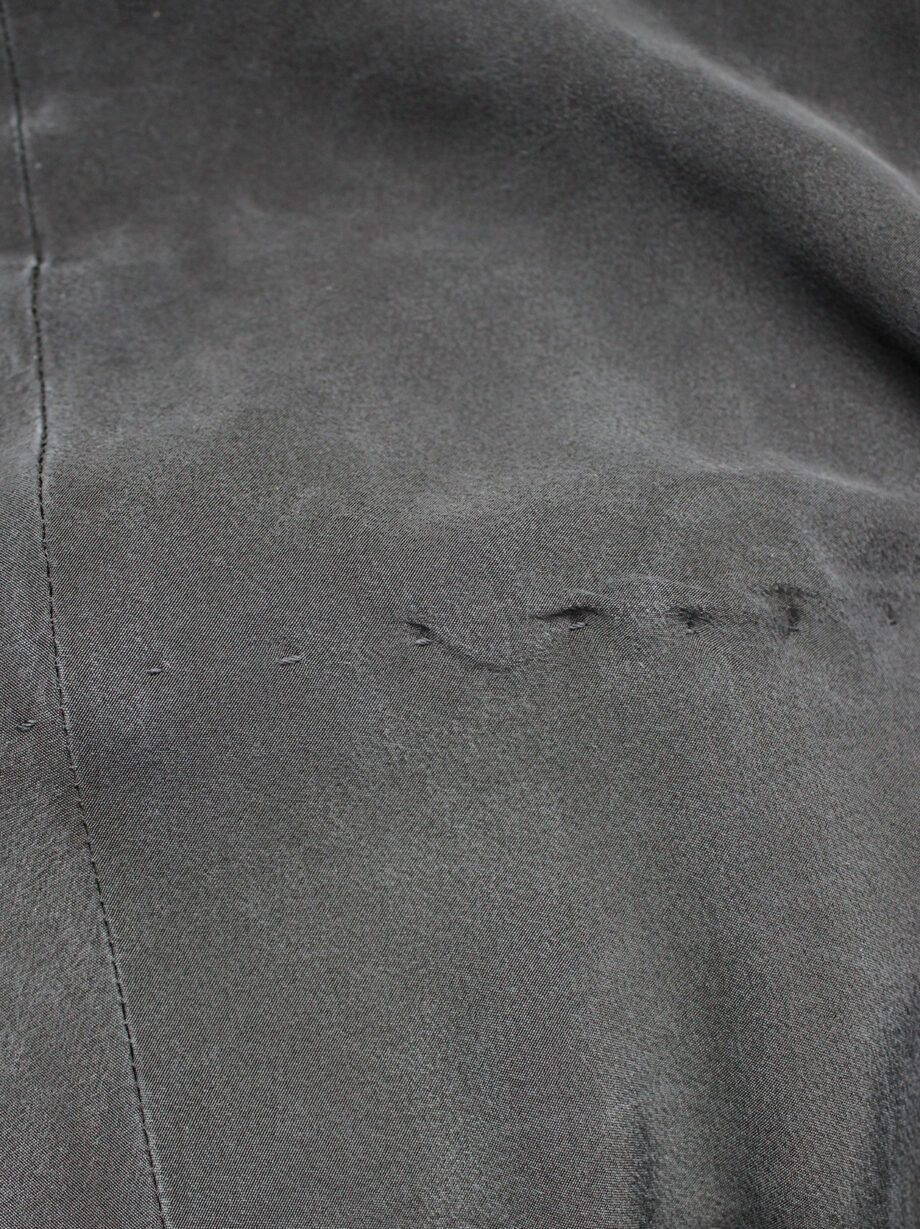 archive Yohji Yamamoto dark grey silk trousers with drape bustle on the back spring 2000 (9)