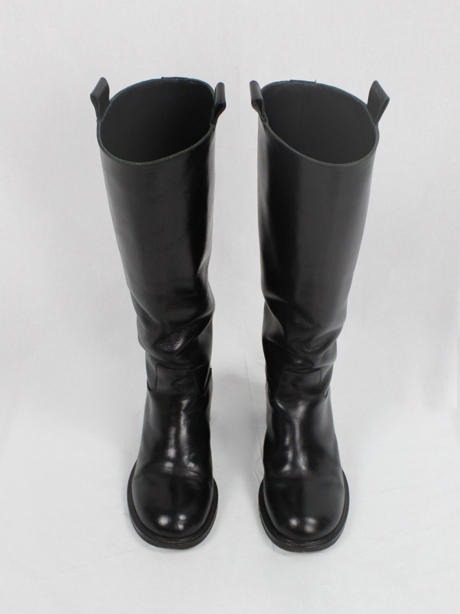 vintage A f Vandevorst black tall classic riding boots with low heel (12)