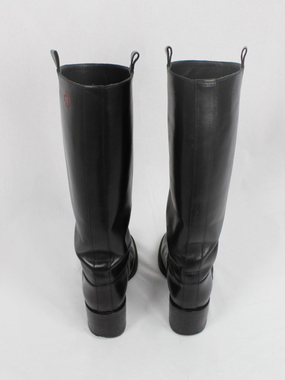 vintage A f Vandevorst black tall classic riding boots with low heel (13)