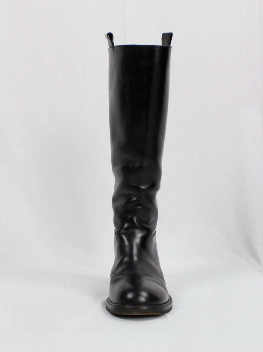 vintage A f Vandevorst black tall classic riding boots with low heel (4)