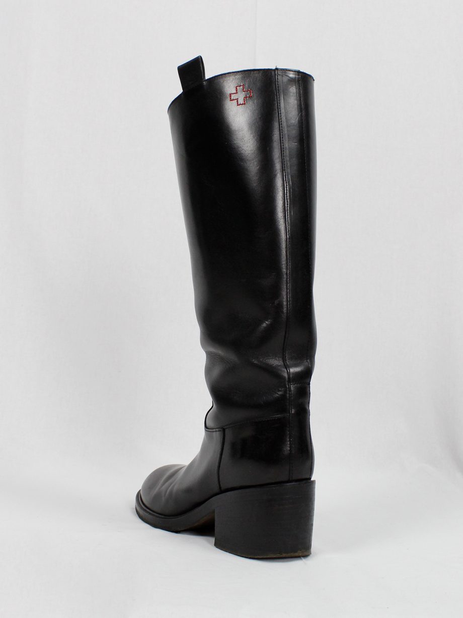 vintage A f Vandevorst black tall classic riding boots with low heel (9)