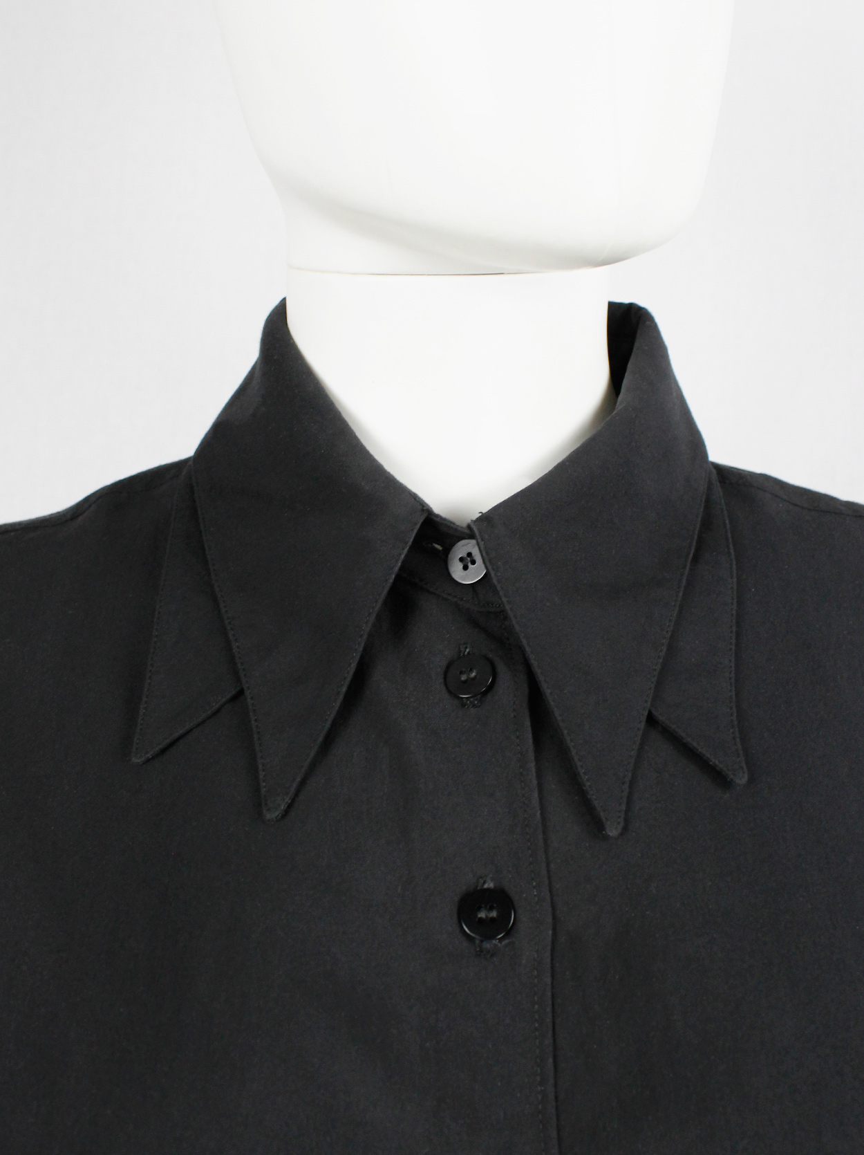 Ann Demeulemeester black batwing sleeve shirt with double collar — late ...