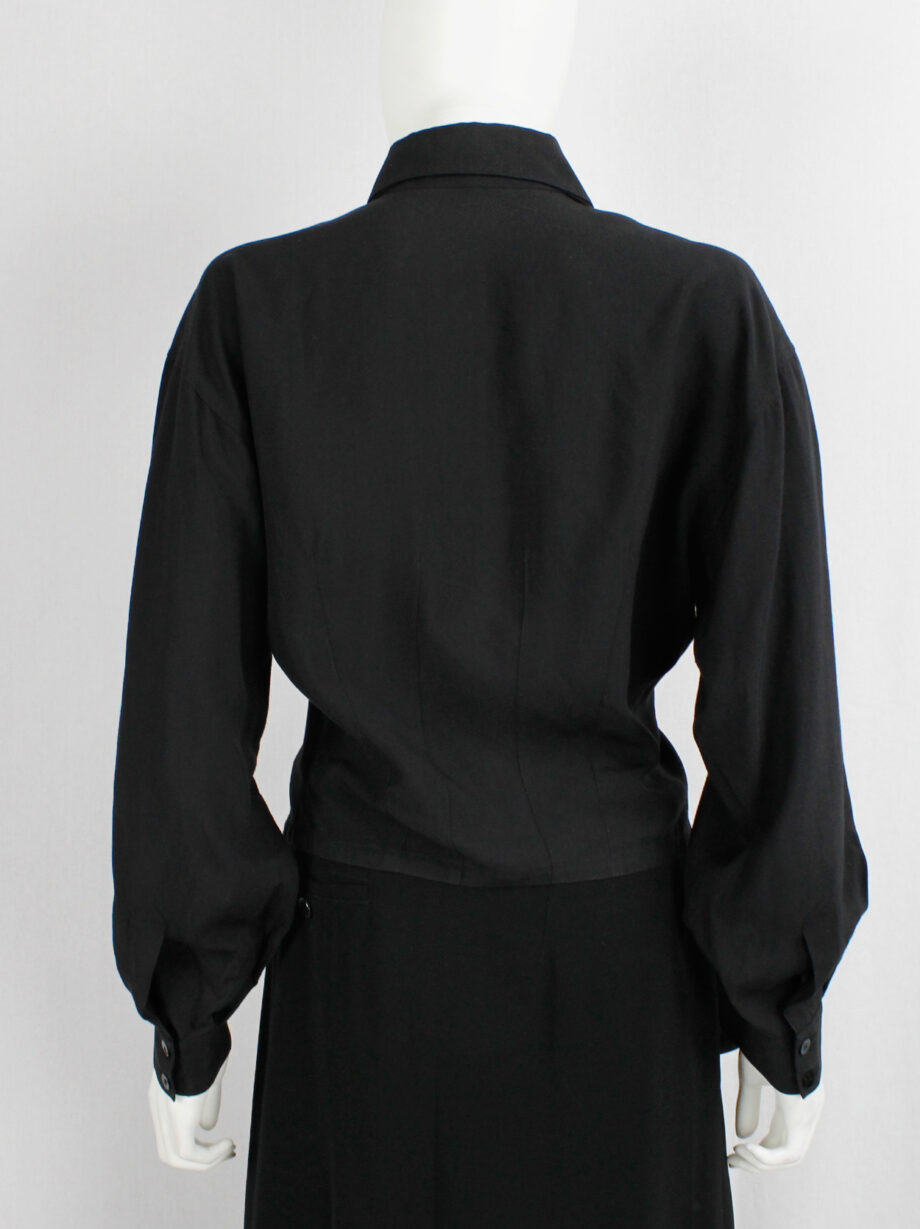 vintage Ann Demeulemeester black batwing sleeve shirt with double collar fall 1987 80s (7)