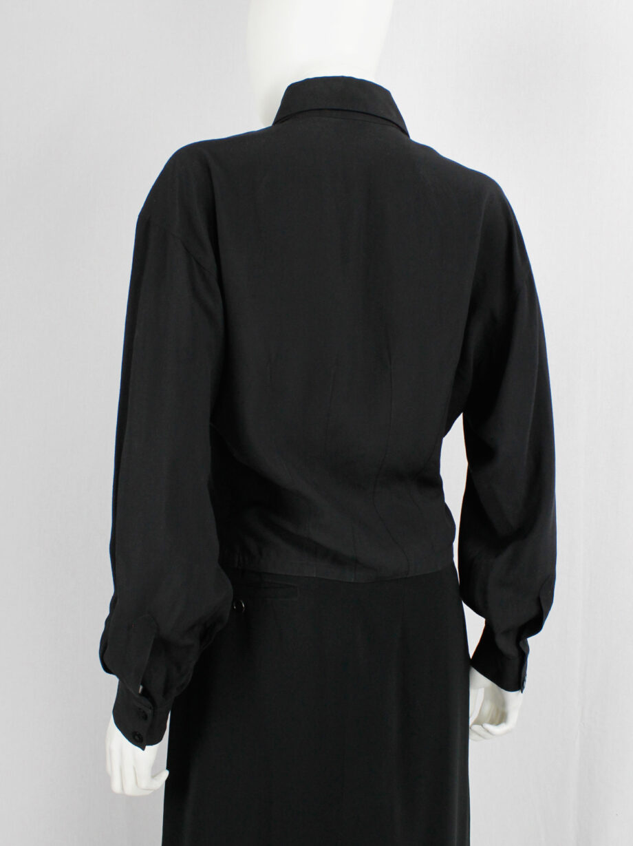 vintage Ann Demeulemeester black batwing sleeve shirt with double collar fall 1987 80s (8)