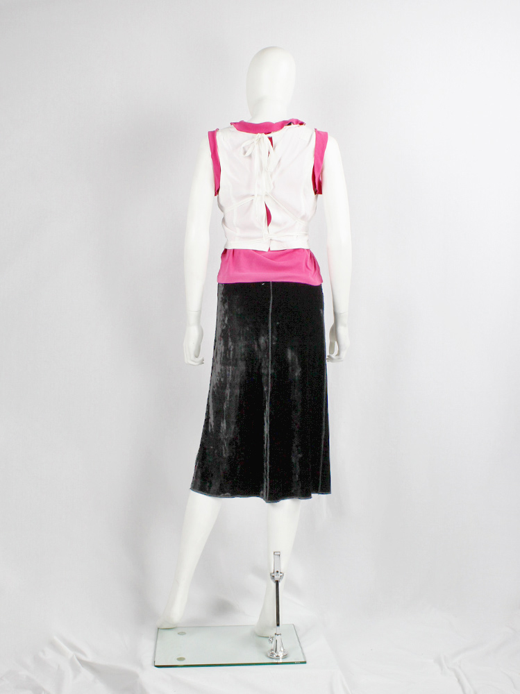 vintage Maison Martin Margiela black velvet reassembled skirt with outwards seams fall 1991 (10)