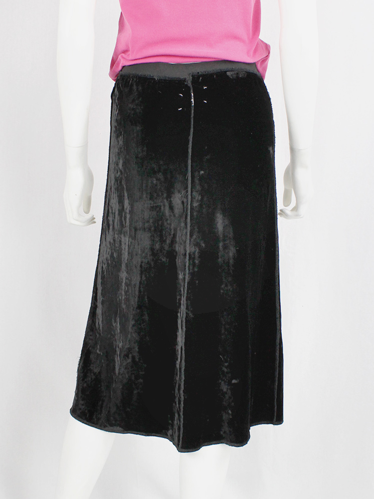 vintage Maison Martin Margiela black velvet reassembled skirt with outwards seams fall 1991 (11)