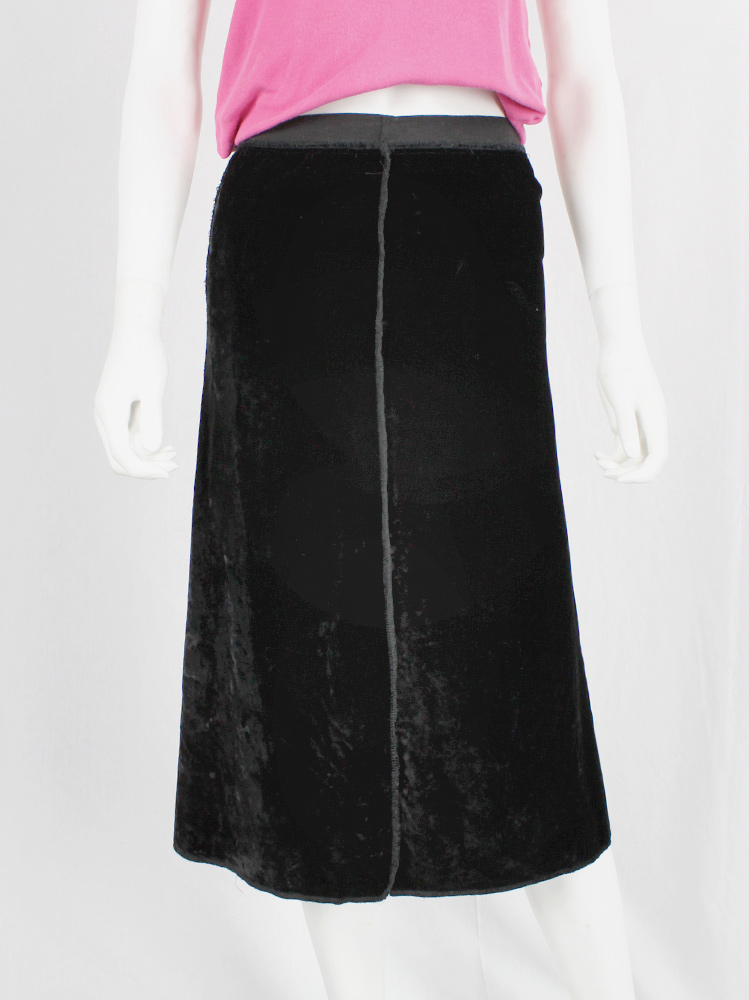 vintage Maison Martin Margiela black velvet reassembled skirt with outwards seams fall 1991 (2)
