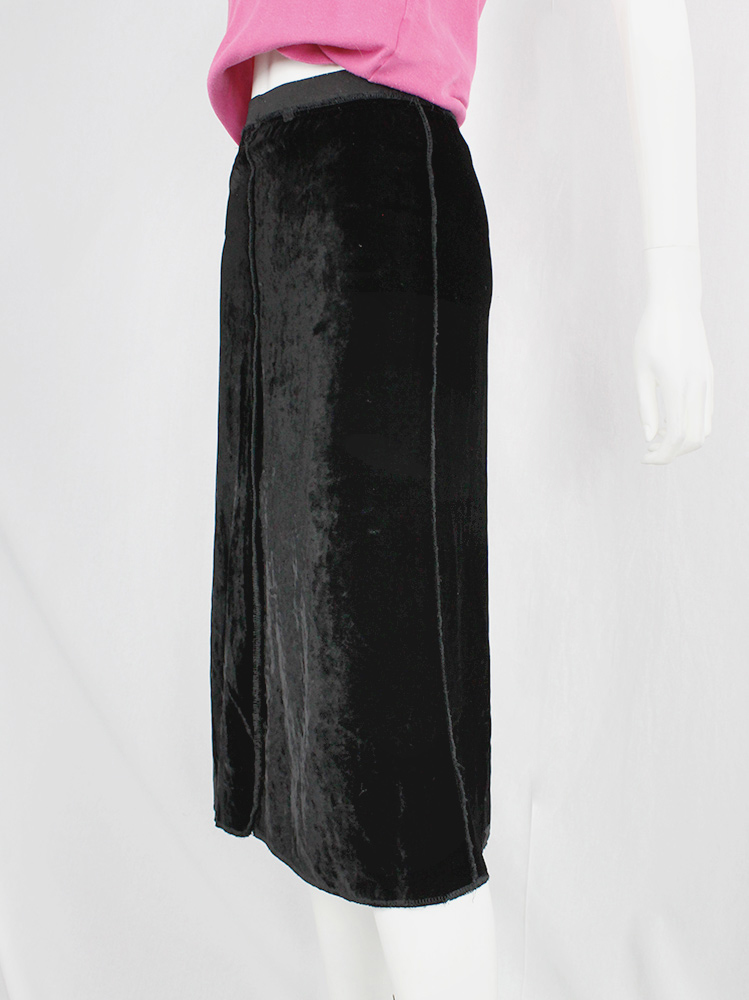 vintage Maison Martin Margiela black velvet reassembled skirt with outwards seams fall 1991 (3)