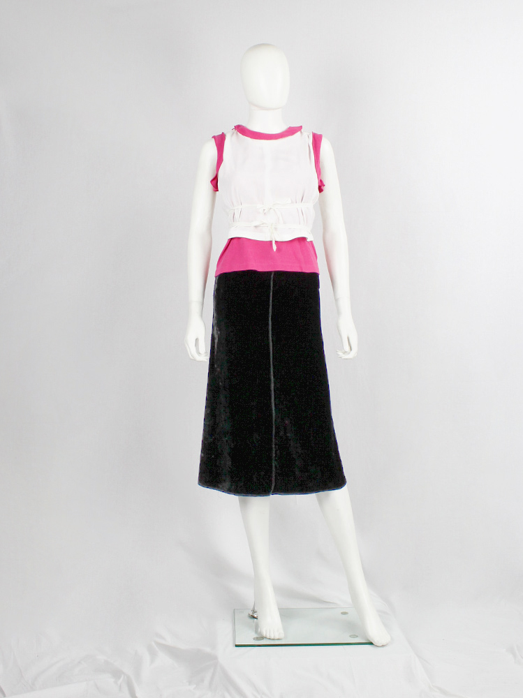 vintage Maison Martin Margiela black velvet reassembled skirt with outwards seams fall 1991 (8)