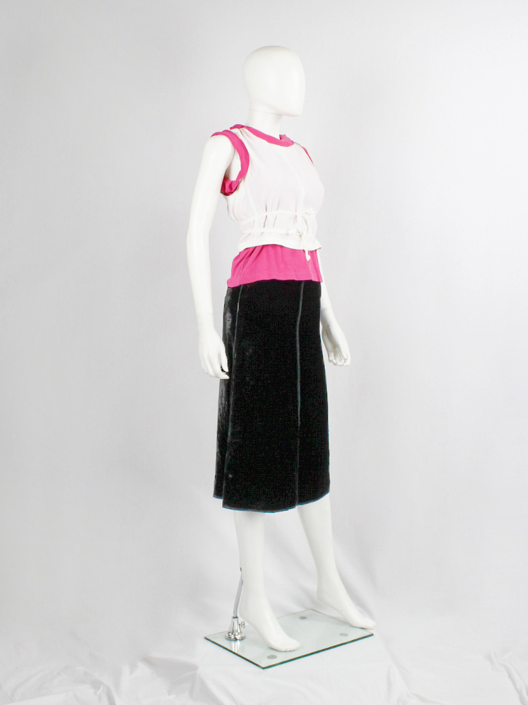 vintage Maison Martin Margiela black velvet reassembled skirt with outwards seams fall 1991 (9)