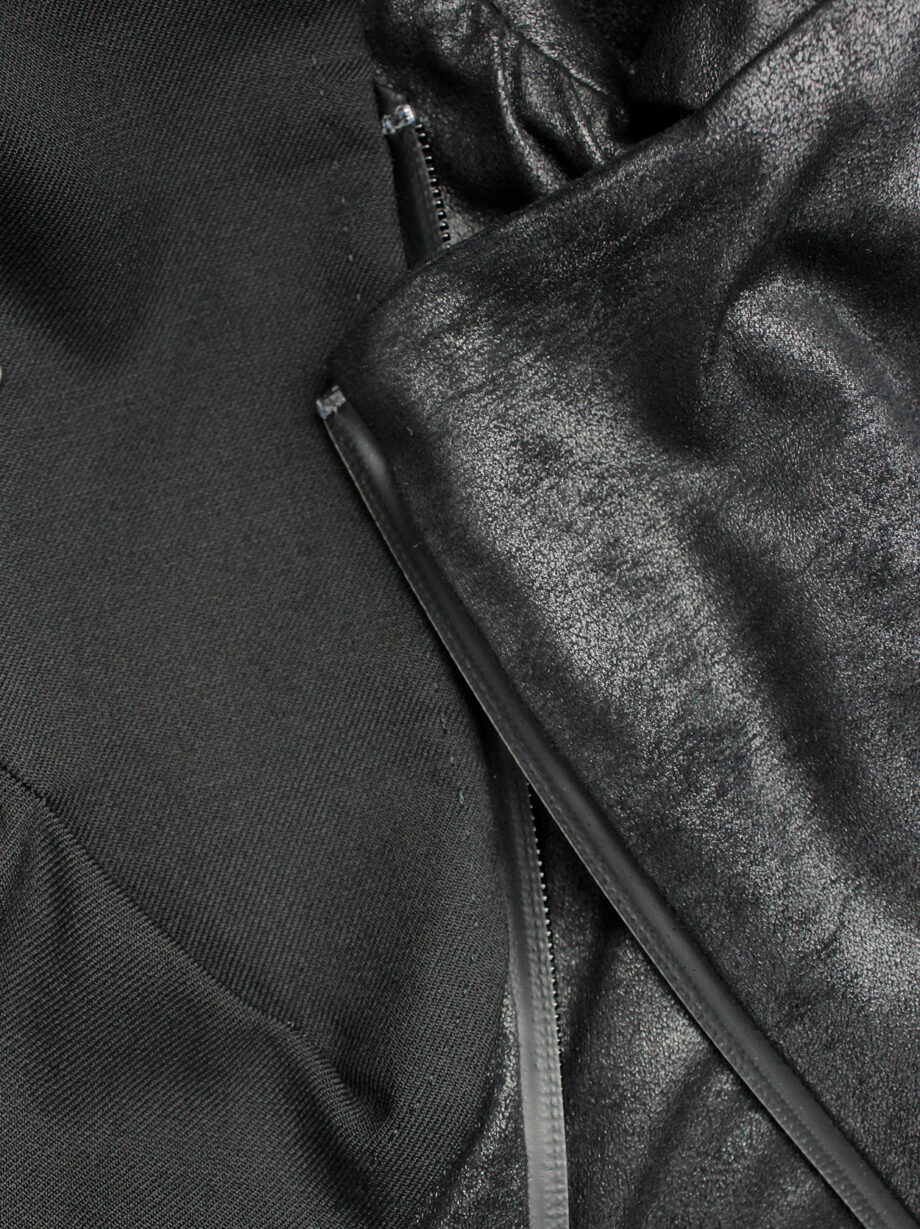 vintage a f Vandevorst black faux suede dress with draped skirt and contrasting studded shoulder panels fall 2010 (20)