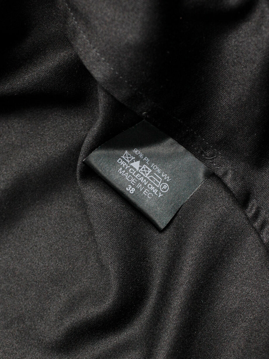 vintage a f Vandevorst black faux suede dress with draped skirt and contrasting studded shoulder panels fall 2010 (23)