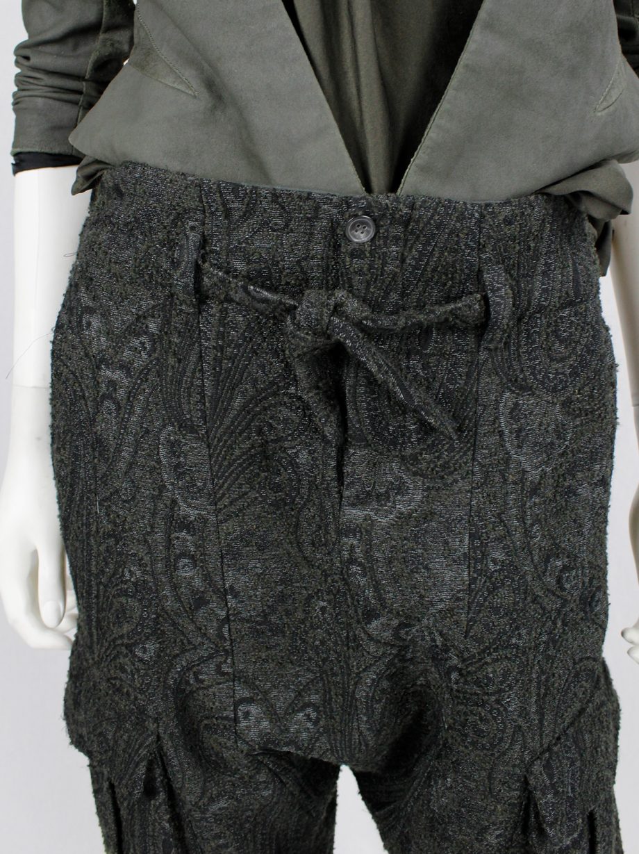 vintage af vandevorst green brocade drop crotch trousers with cargo pockets fall 2013 (8)