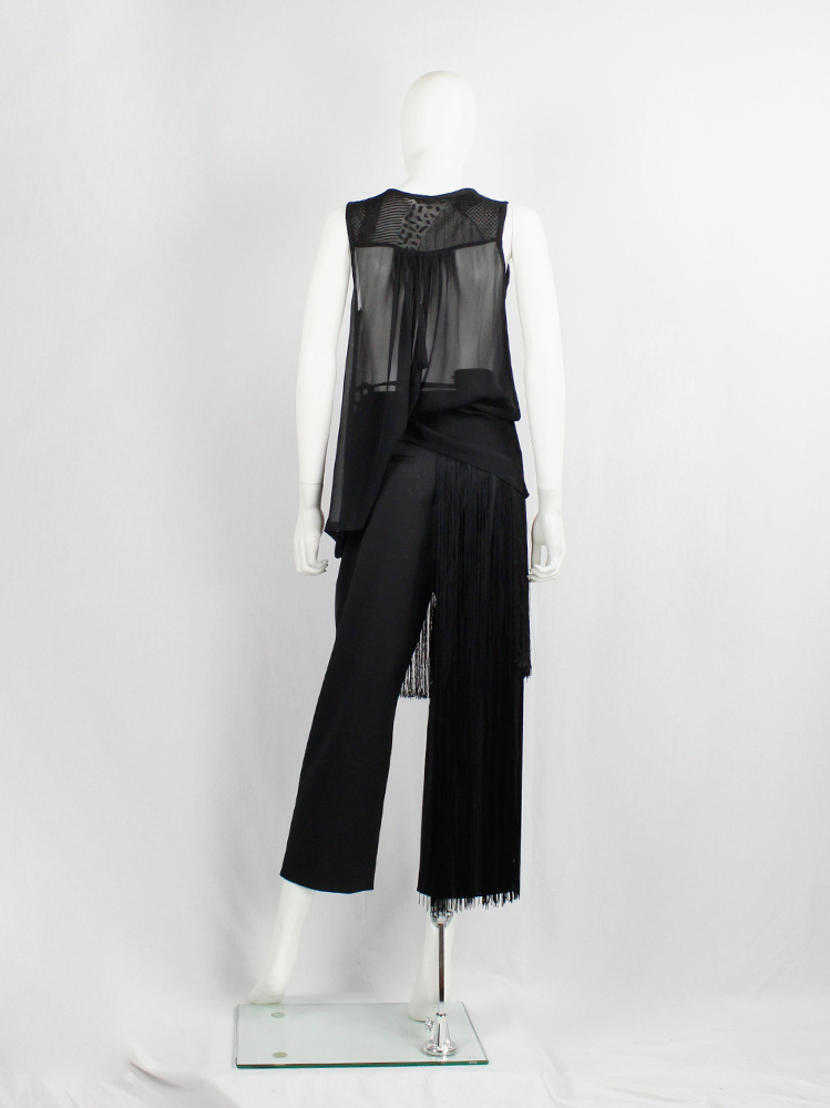 Ann Demeulemeester black sheer draped top with beaded fringe and tassels spring 2012 (1)