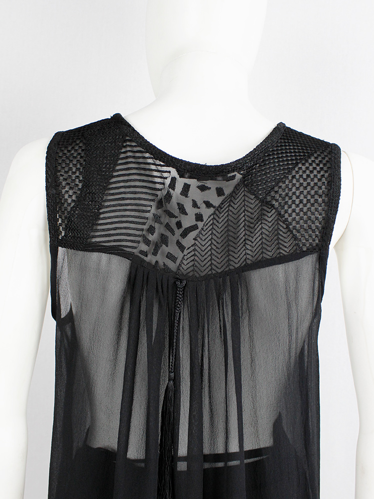 Ann Demeulemeester black sheer draped top with beaded fringe and tassels spring 2012 (12)