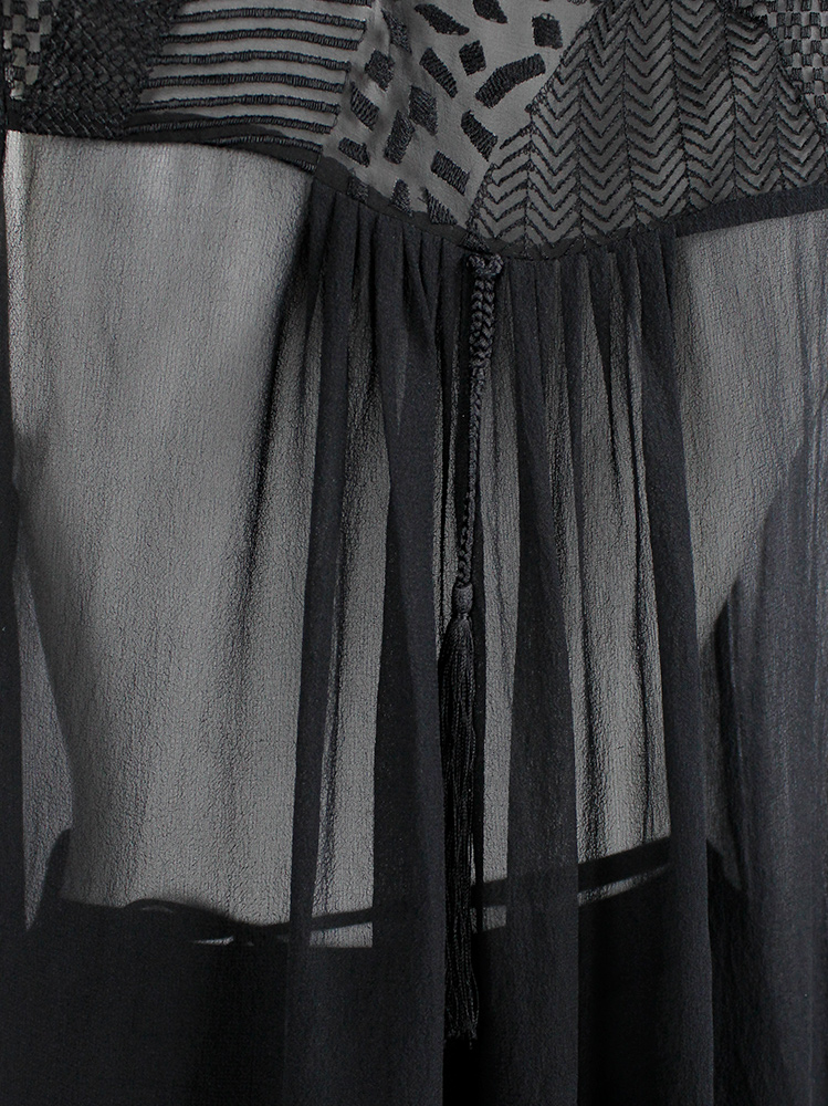 Ann Demeulemeester black sheer draped top with beaded fringe and tassels spring 2012 (13)