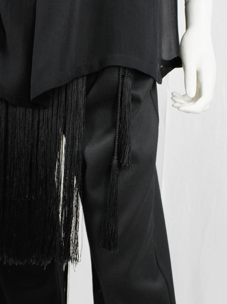 Ann Demeulemeester black sheer draped top with beaded fringe and tassels spring 2012 (16)