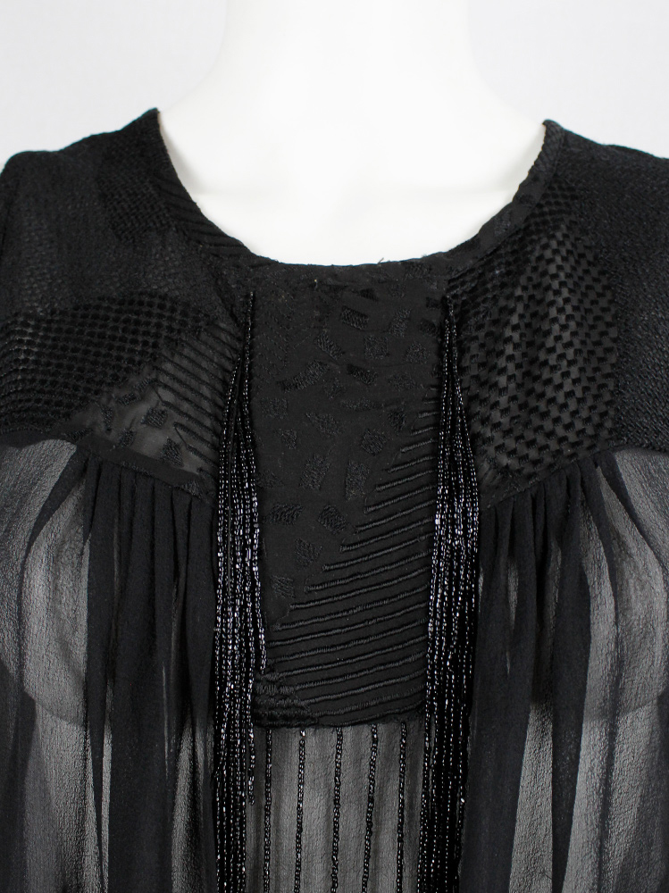 Ann Demeulemeester black sheer draped top with beaded fringe and tassels spring 2012 (9)