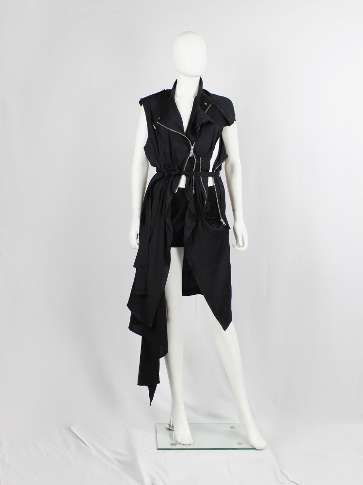 Haider Ackermann black transformable biker dress or waistcoat with zippers spring 2011 (12)