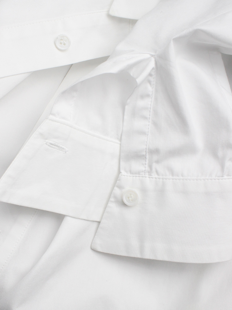 Yohji Yamamoto white diagonal shirt with longer button strip and draped hem (8)