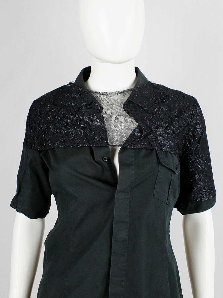 af Vandevorst black sheer capelet in floral lace with corset hooks spring 1999 (1)