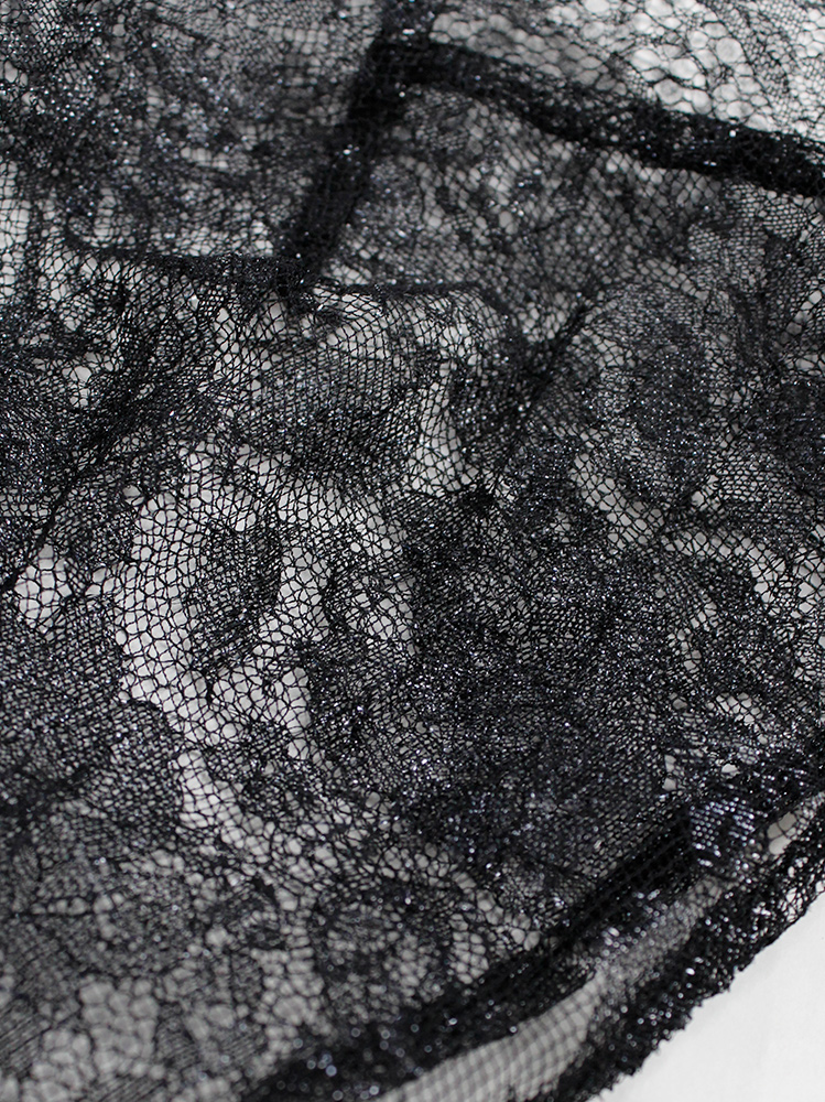 af Vandevorst black sheer capelet in floral lace with corset hooks spring 1999 (18)