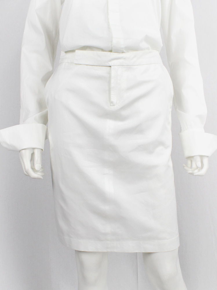af Vandevorst white pencil skirt with back slit filled with frills pring 1999 (7)