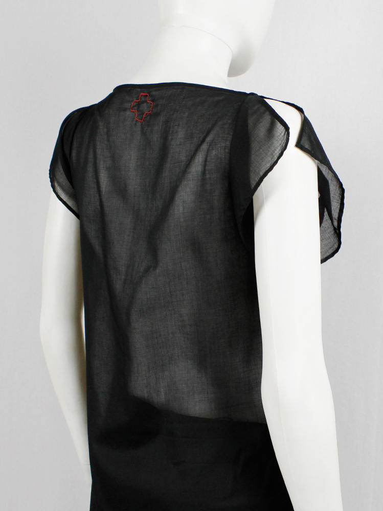 af vandevorst black sheer square tunic with corset hook closures spring 1999 (1)