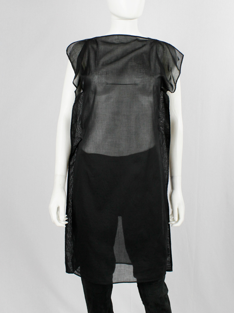 af vandevorst black sheer square tunic with corset hook closures spring 1999 (10)