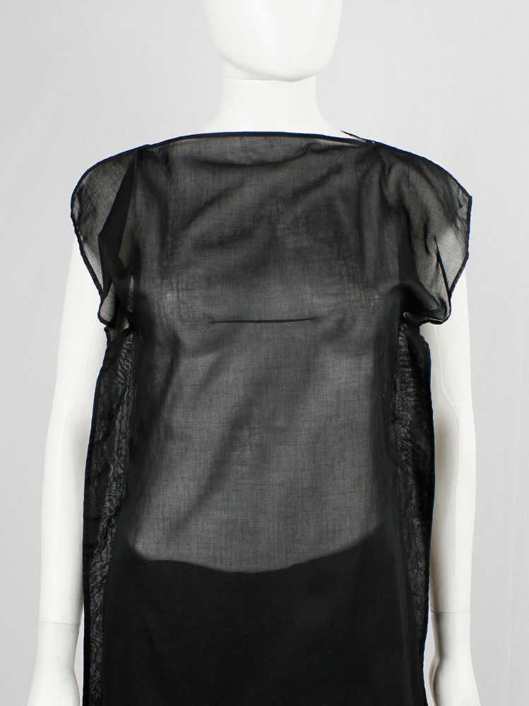 af vandevorst black sheer square tunic with corset hook closures spring 1999 (11)