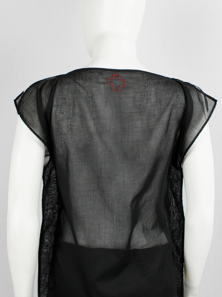 af vandevorst black sheer square tunic with corset hook closures spring 1999 (13)