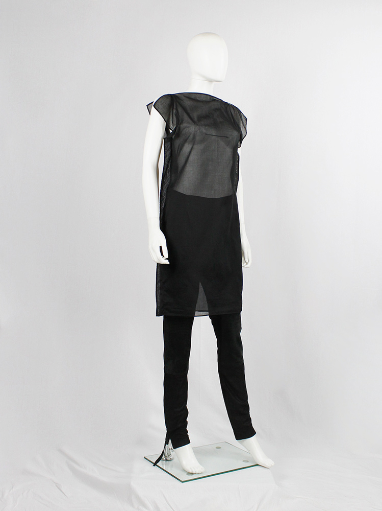 af vandevorst black sheer square tunic with corset hook closures spring 1999 (7)