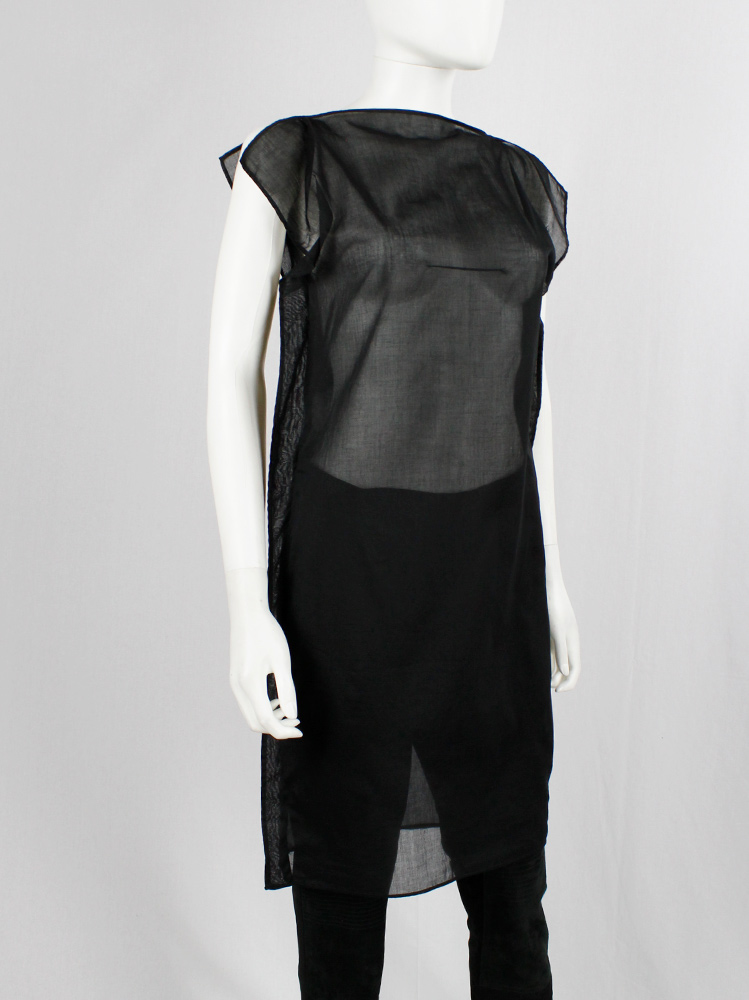 af vandevorst black sheer square tunic with corset hook closures spring 1999 (8)