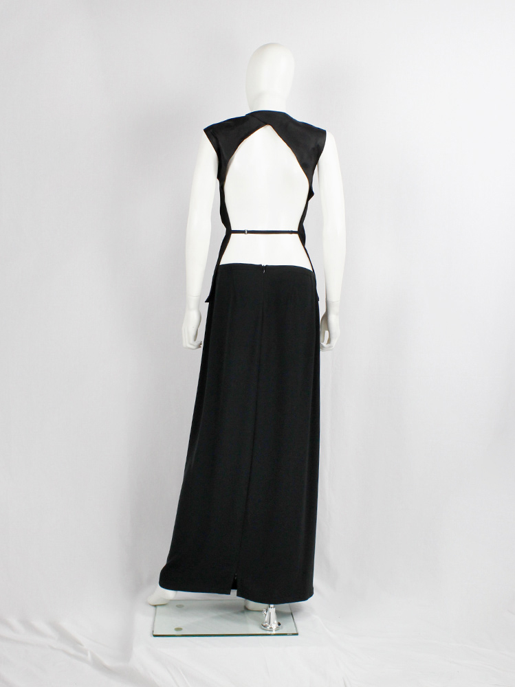 vintage 90s Ann Demeulemeester black maxi skirt with high zipper slits spring 1995 (11)