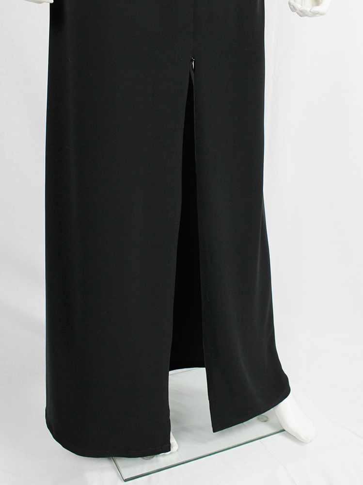 vintage 90s Ann Demeulemeester black maxi skirt with high zipper slits spring 1995 (2)
