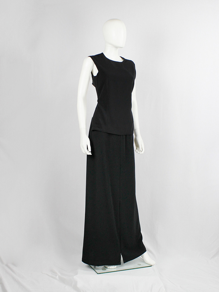 vintage 90s Ann Demeulemeester black maxi skirt with high zipper slits spring 1995 (6)