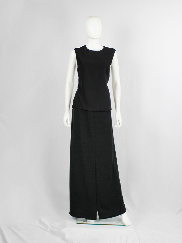 vintage 90s Ann Demeulemeester black maxi skirt with high zipper slits spring 1995 (7)