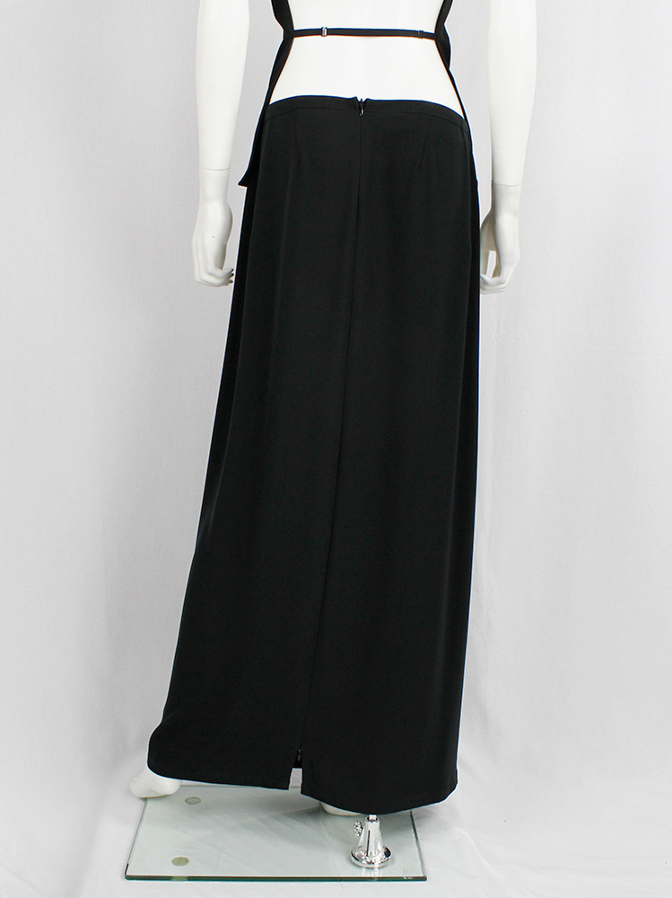 vintage 90s Ann Demeulemeester black maxi skirt with high zipper slits spring 1995 (9)