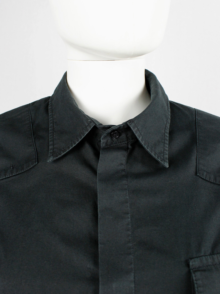 vintage Af Vandevorst black military shirt with upwards folded sleeves spring 1999 (1)